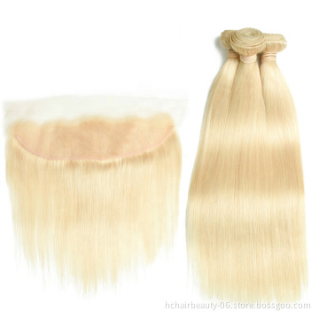 26 28 30 wholesale virgin hair vendors brazilian raw cuticle aligned honey blonde 613 human hair bundles with closure frontal
